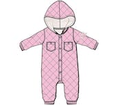 Newborn Quilted Romper, Pink, 0-9M