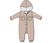 Newborn Quilted Romper, Brown, 0-9M