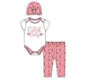 Girls' Newborn 3-Piece Set, Pink, 0-9M