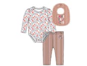 Girls' Bodysuit Set with Bib, Rust, 0-9M, 3pc