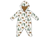 Boys' Footed Plush Pram Bodysuits, Brown, 0-9M