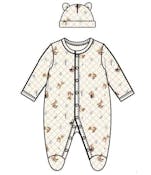 Baby Quilted Sleep & Play Bodysuits with Hat, Oatmeal