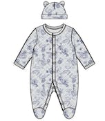 Boys' Quilted Sleep & Play Bodysuits with Hat, Gray
