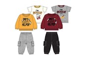 Boys' French Terry Set, Yellow/Red, 3pc, 12-24m