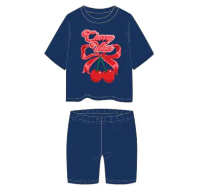 Girls Bike Shorts 2pc Set - Navy, Size 4-6X