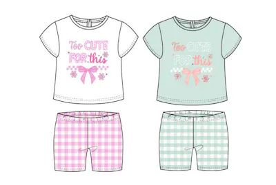Girls Bike Shorts 2pc Set, Size 2T-4T