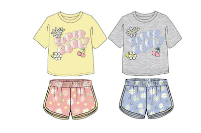 Girls Shorts 2pc Set, Size 7-16