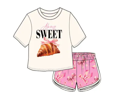 Girls Shorts 2pc Set, Size 7-16