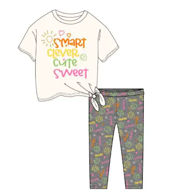 Girls Leggings 2pc Set - White, Size 2T-4T