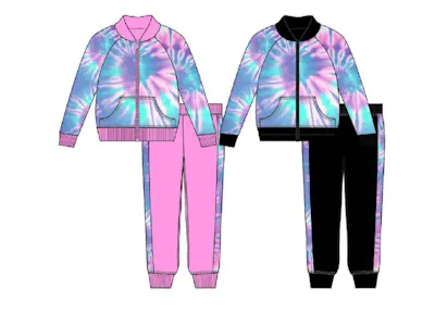 Girls 2pc Tricot Set - Pink Black, Size 4-6X