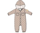 Newborn Quilted Romper, Brown, 0-9M image number null