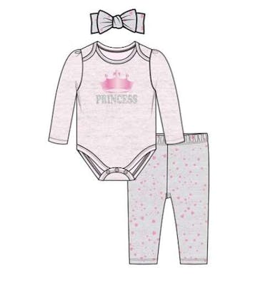 Girls' Bodysuit Set with Headband, Pink, 0-9M, 3pc