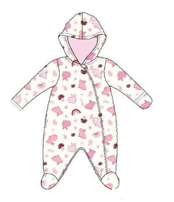 Girls' Footed Plush Pram Bodysuit, Pink, 0-9M