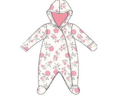 Girls' Footed Plush Pram Bodysuits, Pink, 0-9M