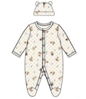 Baby Quilted Sleep & Play Bodysuits with Hat, Oatmeal image number null