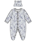 Boys' Quilted Sleep & Play Bodysuits with Hat, Gray image number null