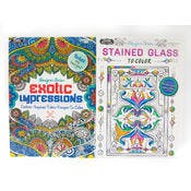Adult Coloring Books - Exotic Impressions & Stained Glass