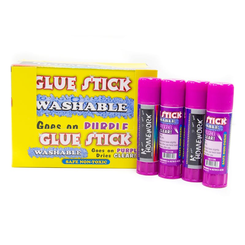 A+ Homework Purple Glue Stick - Washable  0.28 oz  Dries Clear