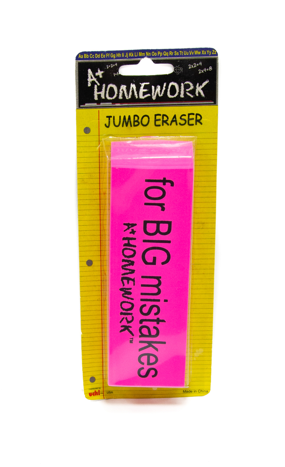 Wholesale Jumbo Pink Bevel Eraser Single, 48 Piece (SKU 1121016