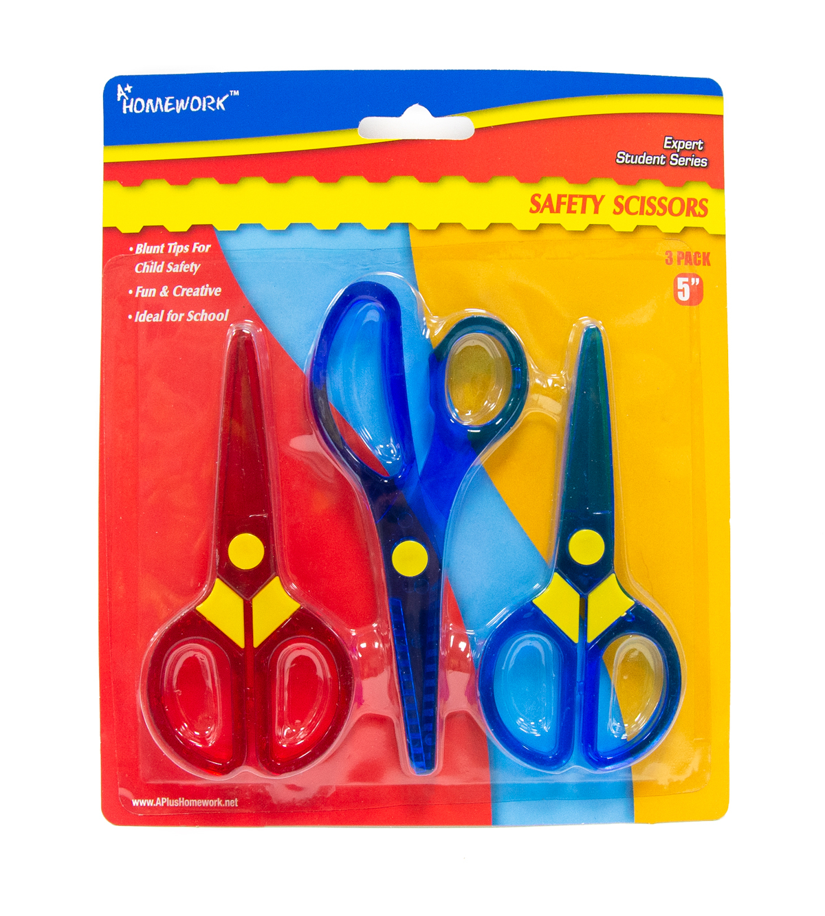 Safety Scissors - Assorted Colors, 3 Pack, 5