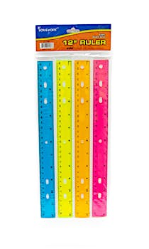  Standard Plastic Ruler, 12 Long, Holes for Binders, Clear,  Sold as 1 Each : Industrial & Scientific