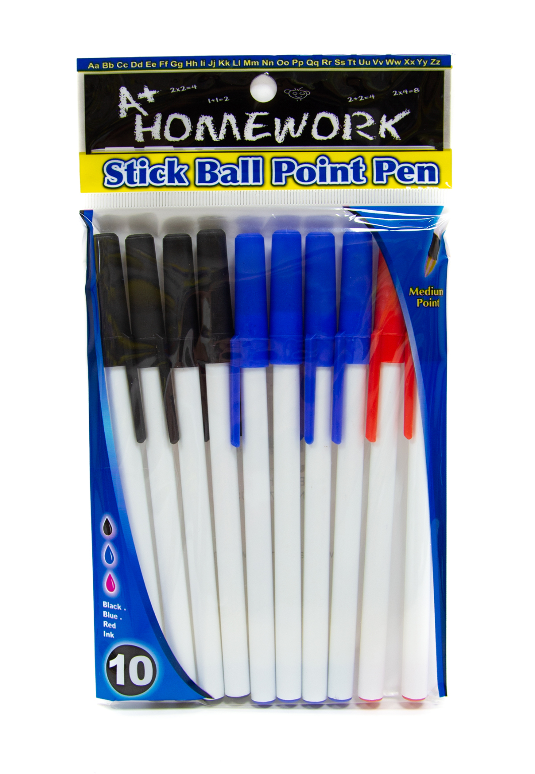 BLUE BLACK & RED Ball point pens 3 in 1 PACK Office Supply School Kids 