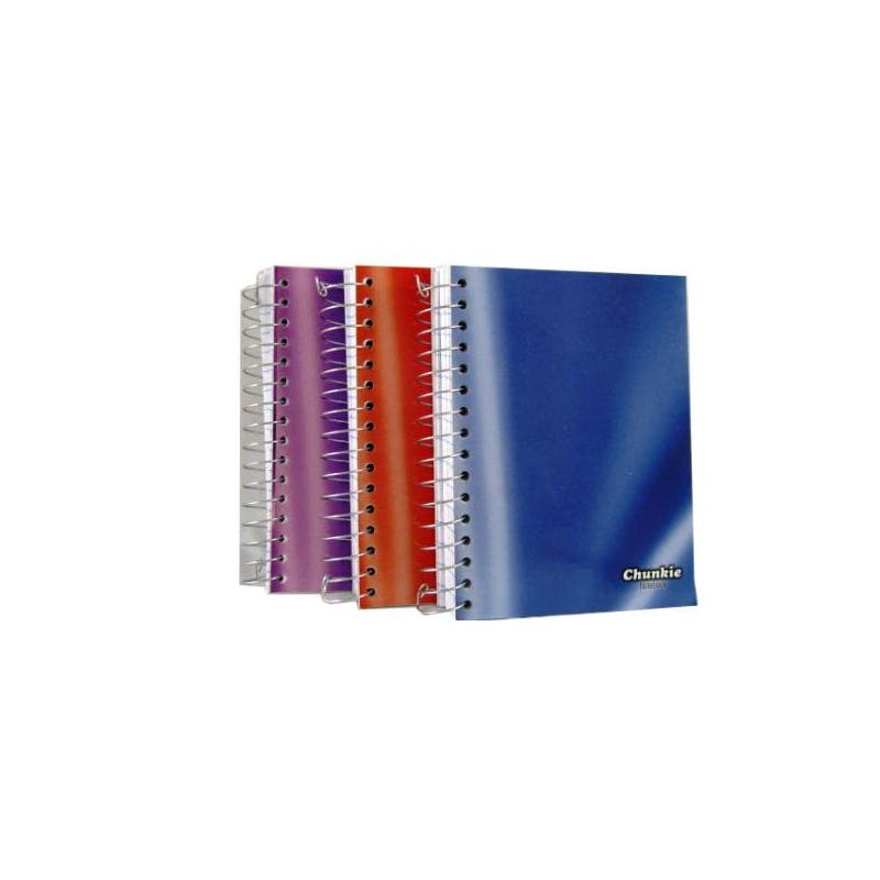 Chunkie Narrow Ruled Spiral Notebook - 180 Sheets  3 Colors