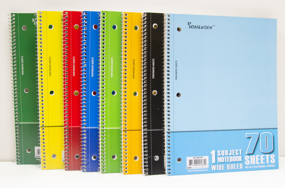 1 Notebook Mead Single Subject Spiral Notebook 70 Sheets Wide Ruled 