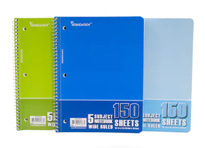 Wholesale 5-Subject Notebooks - Assorted Colors, Wide-Ruled - DollarDs