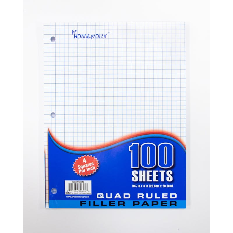 Quad Ruled Filler Paper - 100 Sheets