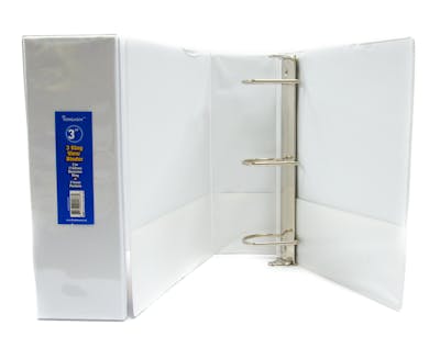 3" 3-Ring Binders - White, 2 Pockets, View Cover