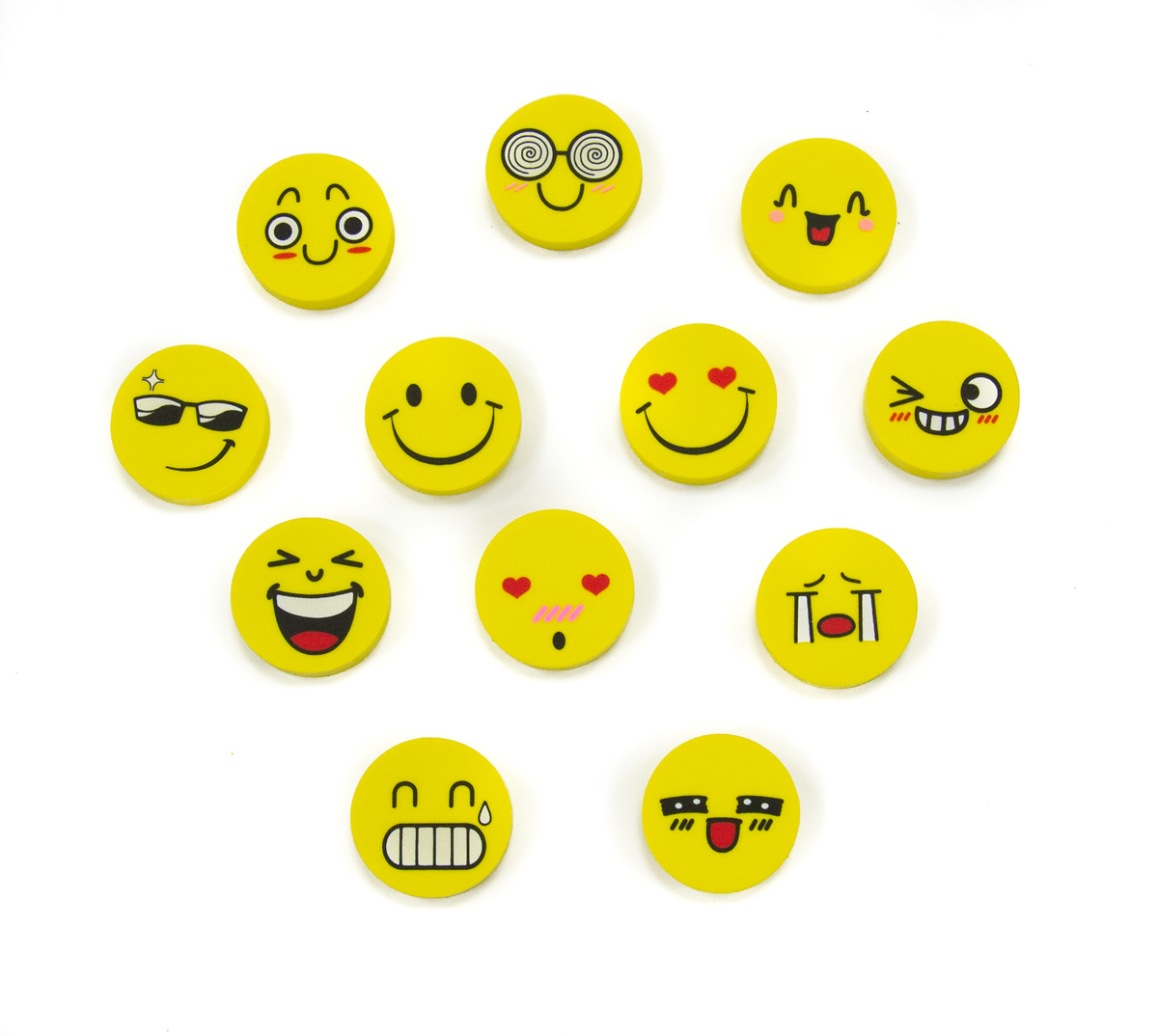 Wedge Cap Erasers w/ Smiley Face