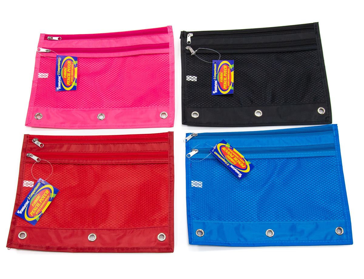 Wholesale 2 Compartment Mesh Pencil Pouch (SKU 1860851) DollarDays