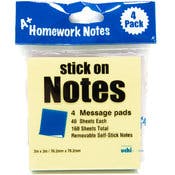 Stick On Notes - 4 Count, 40 Sheets Each, Pastels