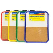 Dry Erase/Cork Board - 9" x 12", 4 Color Trims, Includes Marker