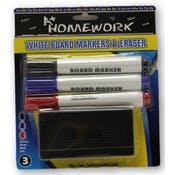 Dry Erase Markers - 3 Pack, Eraser Included