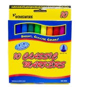 Markers - Washable, Assorted Bright Colors, 10 Pack
