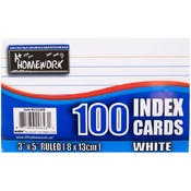Ruled Index Cards - White, 100 Pack, 3" x 5"
