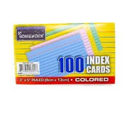 Index Cards - Ruled, Assorted Colors, 100 ct - 3" x 5"