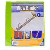 1" 3-Ring Binders - Lime Green, View Cover, 2 Pockets