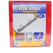 1.5" 3-Ring Binders - Red, 2 Pockets, View Cover
