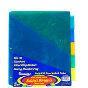Subject Dividers - 5 Tabs, Durable Poly, 2 Pockets