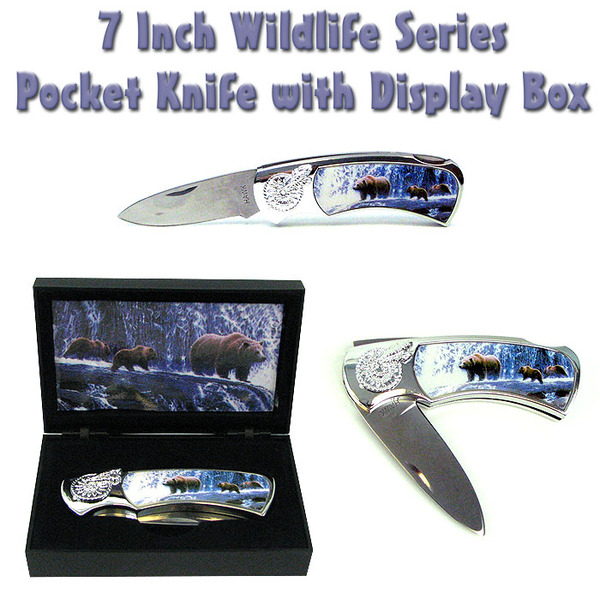 Wholesale Wildlife Series Pocket Knife w/ Display Box Bear
