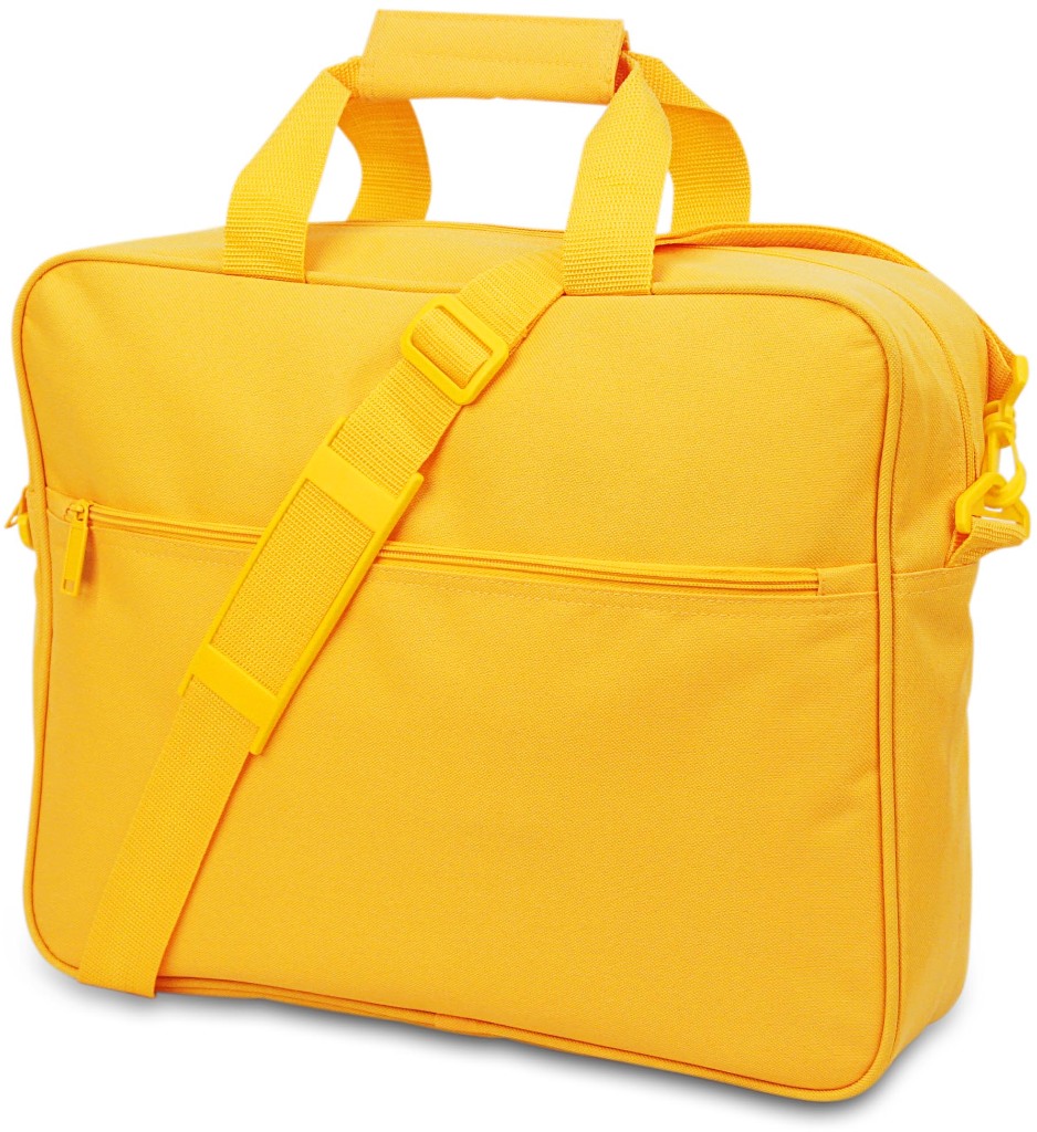 yellow leather briefcase