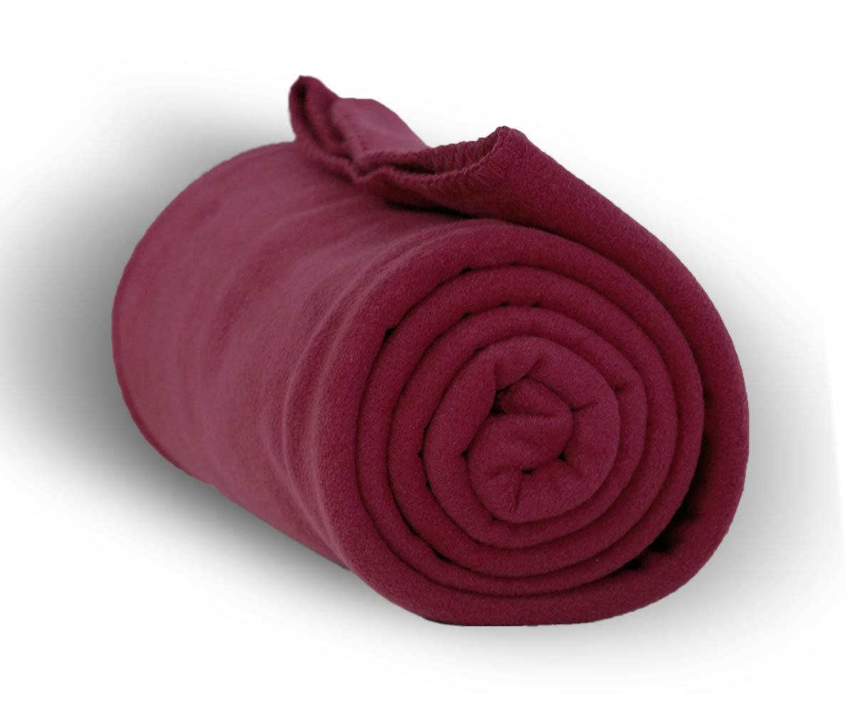 Wholesale Heavy Weight Fleece Blankets Burgundy 50 X 60 2376