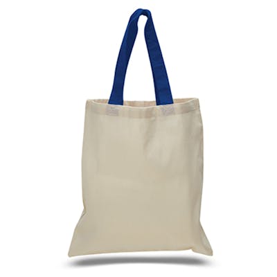 Natural Cotton Canvas Tote with Contrasting Royal
