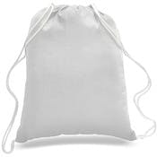 Canvas Drawstring Backpacks - White, 18"