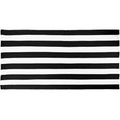 Cabana Stripe Microfiber Beach Towels - Black, 30' x 60"