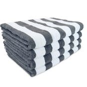 Cali Cabana Stripe Beach Towels - Grey/White, 30" x 60"