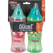 Nuby No-Spill Boost Cups with Flip-it Straw - 12 oz, 18+ Months, 2 Pack